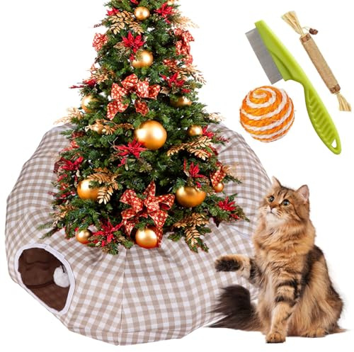 Katzentunnel Bett unter Weihnachtsbaum Katzentunnel Weihnachtsbaumrock Katzentunnel Weihnachtsbaumtunnel Katzentunnel Katzentunnel für Weihnachtsbaum Katze Tunnelbaumrock für Katzenhunde (Kaffee)