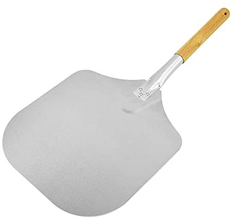 QTANZIQI Pala in Alluminio con Manico Rimovibile Pala per Pizza in Alluminio Pala per trasferimento Torta Pala in Alluminio con Manico Corto Pala per Pizza, Argento, 64 * 30,5 * 35,5 cm