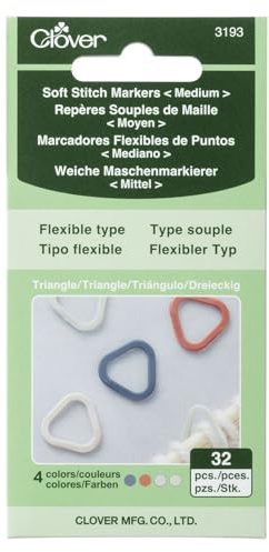 Clover Dreieckige Maschenmarkierer: 5,5–6,5 mm weiches, flexibles und ergonomisches Design für müheloses Stricken, einfaches Einführen von Nadeln, minimale Garnstörungen, 100% Schlaufen- und