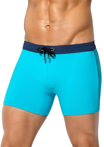 Mauro Kane Baddräkt för män boxer med justerbar dragsko badshorts badshorts badbyxor pool, A2-blå, XXL