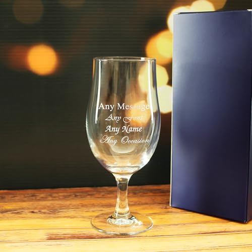 Personalised Engraved Stemmed Pint Beer Glass with Gift Box | Custom Beer Glasses, Birthday Gifts for Him, Best Man Gift, Groomsmen Gifts