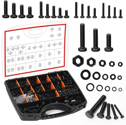 Cimeton Assortimento di bulloni e dadi metrici 8.8 (nero)