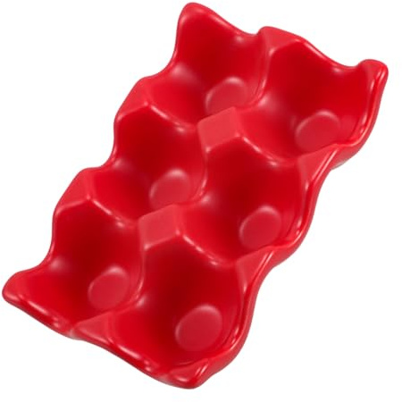 jojofuny Portauova in Ceramica Rosso a 6 Scomparti per Frigorifero Design Multifunzionale per Conservazione e Organizzazione delle Uova in Casa o Ristorante