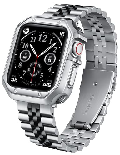 BINLUN Metallarmband Kompatibelt med Apple Watch 49mm 46mm 45mm 44mm 42mm 41mm 40mm 38mm Rostfritt Stål Armband med Fodral TPU Passar för iWatch Series Ultra/SE3/11/10/ 9/8/7/SE2/SE/6/5/4/3/2/1