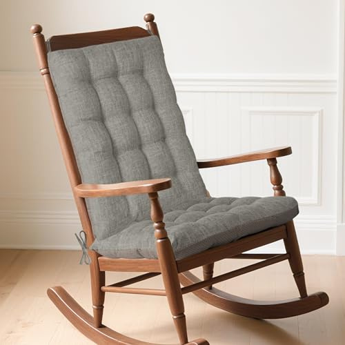 MineCozy Rocking Chair Cushion Indoor Extra Large Rocking Chair Pads High Back Non Slip Textured Seat and Back Cushion Set with Ties for Wooden Rocker 1 Pack 20x20 Inch Light Grey