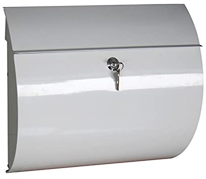Mailbox Wall Mounted,Letter Box,Postbox,Modern Wall Mounted Lockable Mailbox, Outdoor Galvanized Waterproof Wrought Iron Letterbox, Post Box (White)