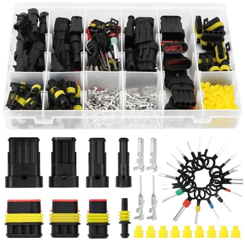 712 Pezzi Connettori Elettrici Impermeabili, 1/2/3/4 Pin Connettori per Cavi Elettrici, Connettore per Terminali Elettrici Plug per Auto, Camion and Moto