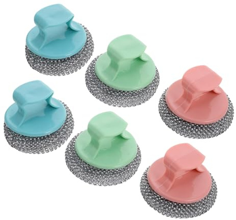 SMASOLO 6 Piezas Cepillos Desmontables para Limpieza de Ollas con Mango Estropajo Inoxidable Resistente Diseño Antiarañazos para Cocina y Fregadero