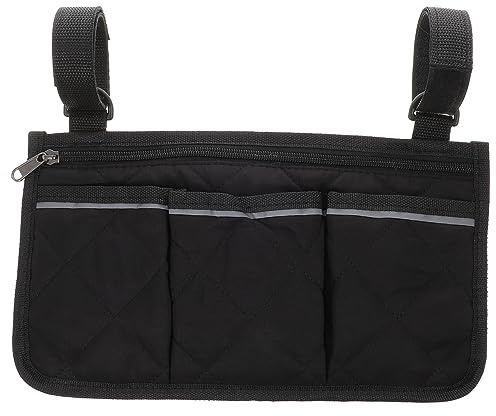 Rollstuhl Armlehnentasche Schwarz mit Reflektorstreifen