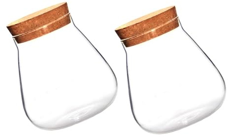 YARNOW Bottiglia Nutriente Per Piante in Vetro Trasparente Tappo in Sughero, Set Da 2, Vaso Per Micro-paesaggi e Terrari, Per Coltivazione Di Muschio e Ambienti Interni
