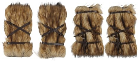 NICEYEA Kunstfell-Wiking-Beinwärmer und Armschützer Mittelalterliche Kostümaccessoires Wiking-Beinschützer Wiking-Armschützer Unisex Geeignet für Halloween, Cosplay-Partys und Mittelalterfeste