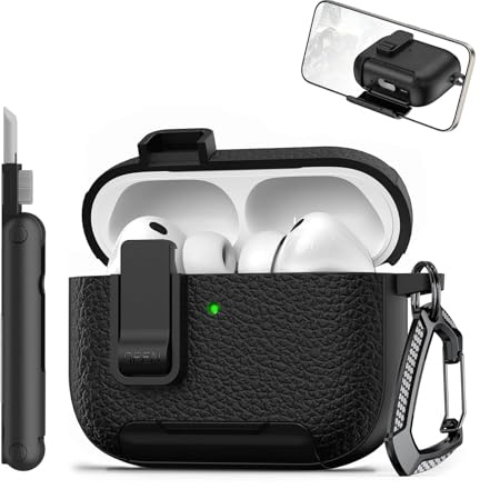 SHYSBV Kompatibel mit Airpods Pro 3 Hülle Case Schutzhülle 2026 für Frauen Mann Weich Silikon für Airpods Pro 3. Generation Hülle LED an der Frontseite Sichtbar mit Reinigungsset und Karabiner Schwarz