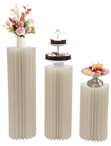 3 jarrones de columna de flores de cartón para boda, soporte de flores de cartón, soporte de cilindro plegable, soporte para flores de 60/80/100 cm, columna decorativa adecuado para fiestas