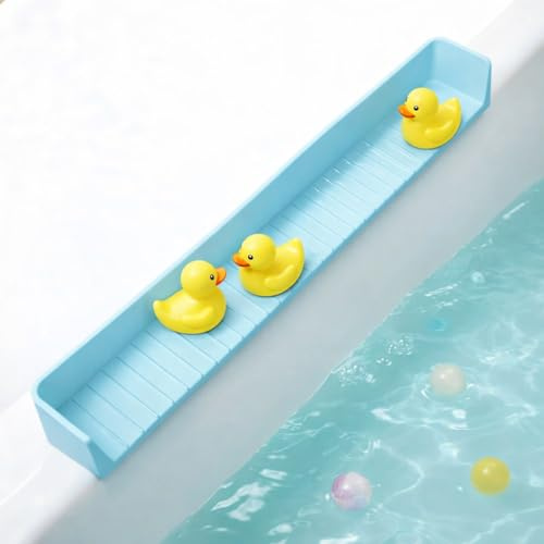 Badewannen-Spritzschutz für Kinder aus Silikon mit 11 Saugnäpfen – Wasserspritzschutz & Spielzeug-Ablage für Badewanne, Anti-Spritz Barriere, Einfache Montage, Hält Badezimmerboden Trocken