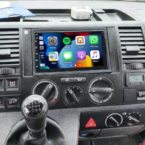 7 Inch Android Car Stereo for VW Transporter T5 2003-2009 2 Din Car Radio | Wireless CarPlay & Android Auto 2GB RAM 64GB ROM Bluetooth Radio w/Touchscreen GPS Navi FM RDS EQ SWC Backup Camera