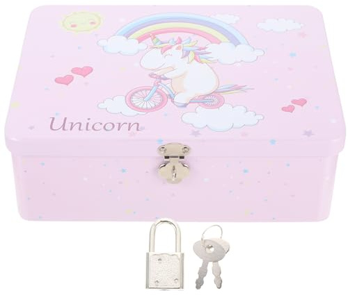 FOMIYES Boîte de Rangement Verrouillable en Fer-blanc Vintage, Grosse Taille, Boîte à Bijoux avec Serrure et Clé, Coffret Présent Décoratif pour Bureau et Maison, pour Rangement Sécurisé