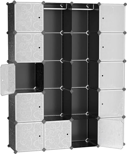 SONGMICS Kleiderschrank Garderobenschrank Steckregalsystem Mit 2 Kleiderstange 178 x 143 x 36 cm, schwarz, LPC30H
