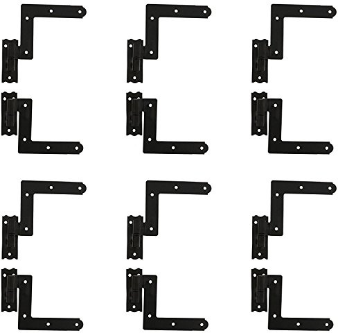 (6-Pack) Black Blind Window Shutter Hinges for Wood Frame - 1 Pair PER Pack - This 6-Pack Handyman's Bundle Includes 6 Pairs = 12 Units
