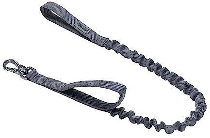 EXCELLENT ELITE SPANKER Tactical Bungee Hundeleine Militär Polizei Hund Training Leine Seil mit 2 Kontrollgriffen für mittlere und kleine Hunde(Gry)