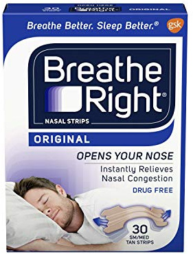 Breathe Right Snoring Congestion Relief Nasal Strips Small/Medium Original 30 Strips - 4 Pack