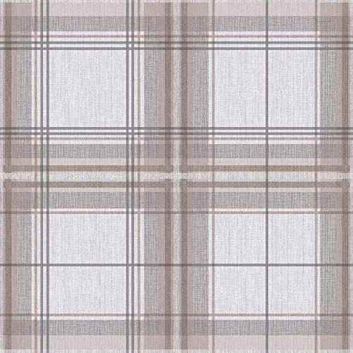 Arthouse Woven Check Tartan Effect Textured Faux Fabric Wallpaper 942300