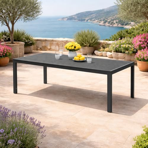 Mojawo Aluminium Gartentisch anthrazit Esstisch Gartenmöbel Tisch Kunststoffholz WPC wetterfest 160x90x74cm