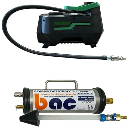BAC Bomba Desatascadora de Tuberias Profesional KIT Completo HERRAMIENTA Desatascador Universal Adaptable Efectivo ante Grandes Atascos en Fregadero, Desagües, WC, Ducha, Lavabo