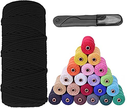 Macrame Cuerda 3mm x 100m Cordel Algodon Natural Suave de 4 Hilos,Manualidades Bricolaje, Libro para Principiantes, decoración Bohemia