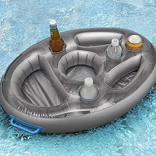 LYEAA Inflatable Drink Holder, Summer Party Bucket Cup 8-hole Holder Inflatable Pool Float Beer Drink Cooler Tool, Drinking Cooler Table for Swimming Pool Party Beach, 70x50cm
