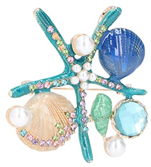 Pssopp 1. Nouveau Style Broche en Coquille D'étoile de Mer Cloutée de Diamants 4 Couleurs Différentes Belle Apparence Fine Exécution épingles de Sûreté(Bleu)