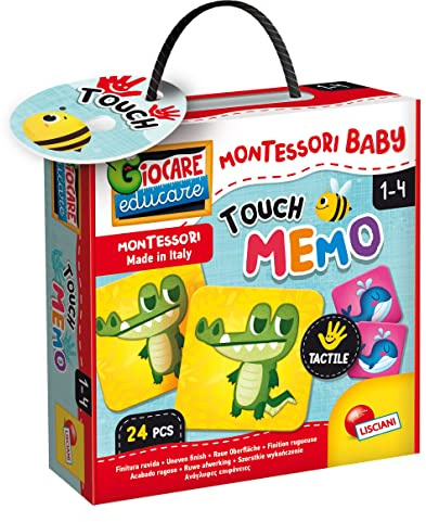 Liscianigiochi 47613 Lisciani Montessori Baby Memo táctil, 24 piezas, Acabado rugoso, Juegos educativos, Juguetes bebé 1 año, Giocare Educare, Aprender divirtiéndose, Educatouch, Memory juego niños