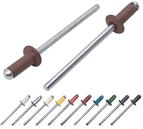 (100 Stück) Lackierte Blindnieten 3,2 x 8 mm, Kuppelkopf, DIN 7337, Aluminiumniete und Stahldorn, Popnieten (100, Blassbraun RAL 8025)