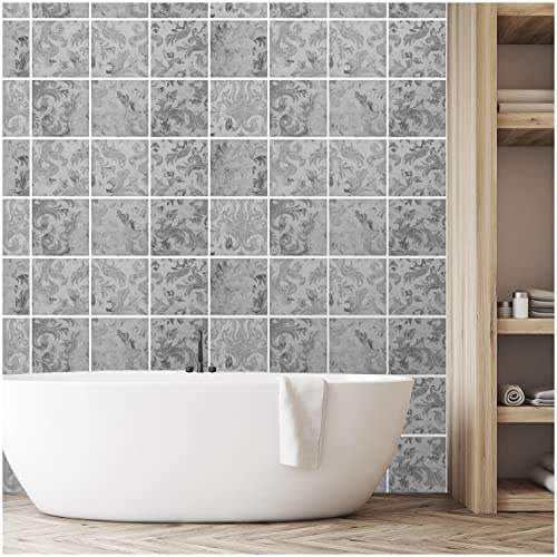 FoLIESEN Fliesenaufkleber für Bad, Küche, Badezimmer - Fliesen-Folie selbstklebend - Klebefliesen Beton-Wand Shabby, .:19.5x19.5 cm / 16-tlg. Set