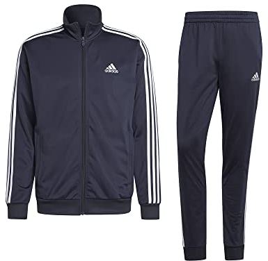 adidas Herren Basic 3-Stripes Tricot Track Suit, Legend Ink / White, M