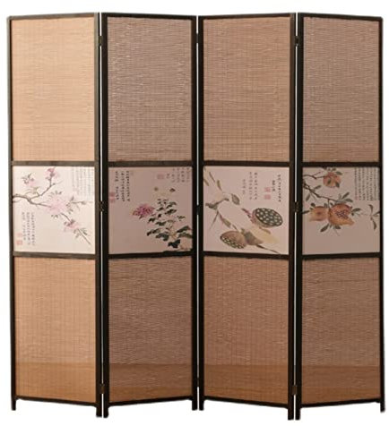 HDYZJQ 4-teiliger Raumteiler für Wohnzimmer/Schlafzimmer/Tür/Wohnung, handgefertigte, aus Bambus gewebte Raumteiler und Faltbare Sichtschutzwände, 50 55 60 70 Zoll hoch(Style 1,Tall 170cm/67in)