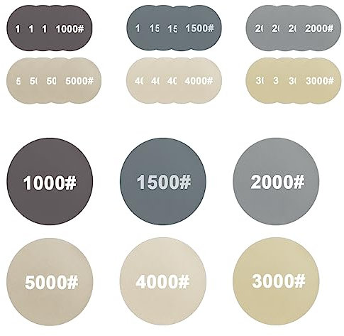 30 Stück Schleifscheiben Schleifpapier 125Mm Körnung 1000/1500/2000/3000/4000/5000 Schleifpads Rund Für Metall Holz Glas Auto Polieren