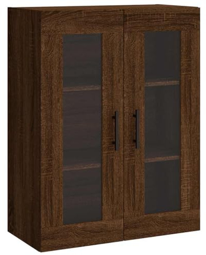 vidaXL Wall Mounted Cabinet, Storage Cabinet for Living Room Bedroom, Display Cabinet with Door, Cupboard, Modern Style, Brown Oak Engineered Wood