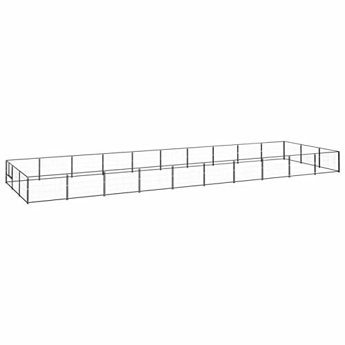 BaraSh Hundezwinger Schwarz 30 m² Stahl Gartenzaun Zaun FüR Hunde Freigehege Kleintierzaun Outdoor Hundegitter Garten Haustier Zaun Garten 3082134