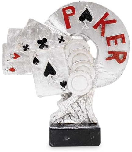 eberin Poker Pokal Personalisierbar - 23cm Skatturnier Wanderpokal Trophäe | XL Kartenspiel Skulptur aus Resin, Handbemalt, Idealer Siegerpreis für Spieleabend oder Pokernacht mit Wunschgravur