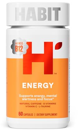 Habit Energy Supplement (60 Capsules) - New Look, Supports Energy, Alertness and Focus, Natural Caffeine, Vitamins B & C, Green Tea Extract, Vegan, Non-GMO (1 Pack)