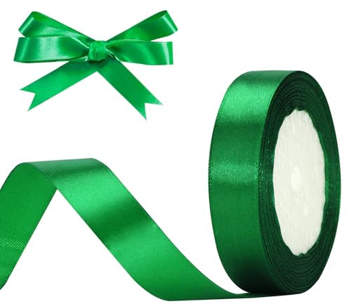 KINGLAKE 22m Satinband Geschenkband Grün - 20mm Schleifenband, Seidenbänder, Geschenkbänder Stoffband, Seidenband, Ribbon Band, Dekobänder für Schleifen, Weihnachten, Basteln