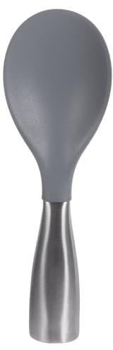 TOPBATHY Stainless Steel Handle Rice Spoon Silicone Head for Cooking Utensils Rice Paddle Grey