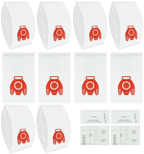 DLAIMI 10 PCS Vacuum Cleaner Bags Compatible With Miele FJM,3D Efficiency suitable for Miele C1/C2,S241,S290,S300i,S500,S700,S4,S6 Series,With motor protection filters & AirClean filter
