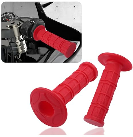 2 Stück Lenkergriffe Motorrad,Anti-Rutsch Gummi Motorrad Griffe mit 22mm Links & 24mm Rechts Kompatibel mit CRF KXF,Universal Moped Griffe Motorrad Zubehör für Frauen & Männer (Rot)