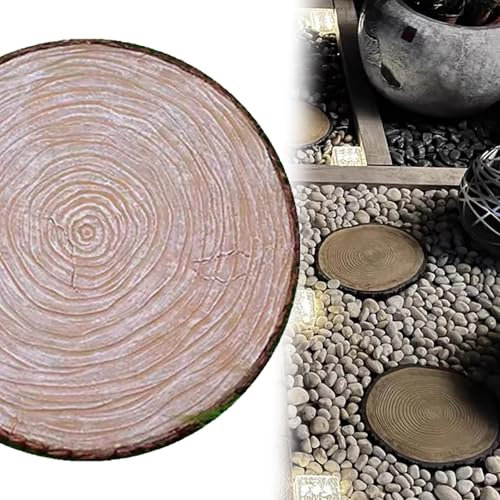 Elitix Décoration de Jardin Dalle Ronde de 12 Pouces pour Pavés D'allée, Pierres D'aménagement Paysager et Ornements de Vacances, Tapis de Direction de Jardin en Forme de Souche(1 pc)