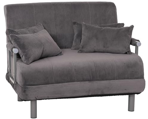 Mendler Schlafsessel HWC-K29, Klappsessel Schlafsofa Gästebett, Liegefläche 190x100cm, Stoff Cord (330g/m²) - dunkelgrau