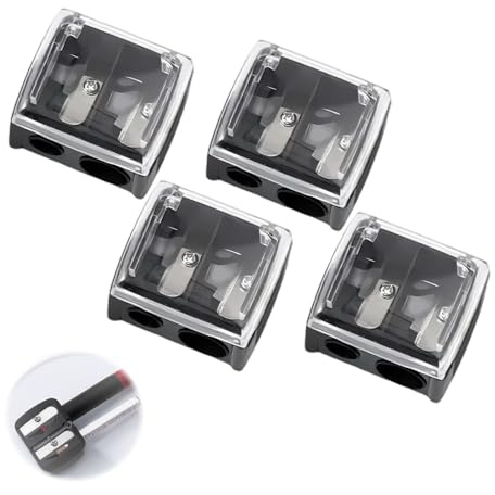 FortuneGlobe 4pcs negro lápiz de maquillaje de labios,doble agujero cosmético,lápiz de maquillaje de ojos,para lápices Jumbo y estándar,Accesorios de maquillaje y herramientas