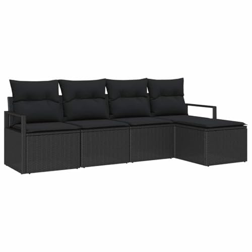 vidaXL Ensemble de canapé de Jardin 5 pcs Noir Poly rotin, Ensemble de Salon d'été, Banc modulable, canapé rectangulaire, résistant aux UV, Confort pour extérieur