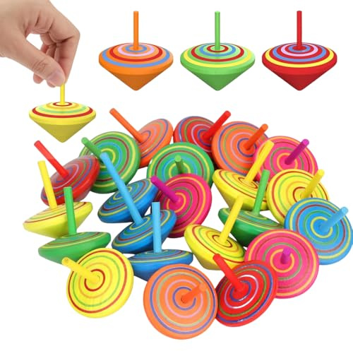 Damaiyyy Holzkreisel für Kinder,Kreisel aus Holz 30 Stück Holzkreisel Spielzeug Spielzeugkreisel Mitgebsel für Kinder Perfekt als Kindergeschenk Partydekoration Freizeitspielzeug