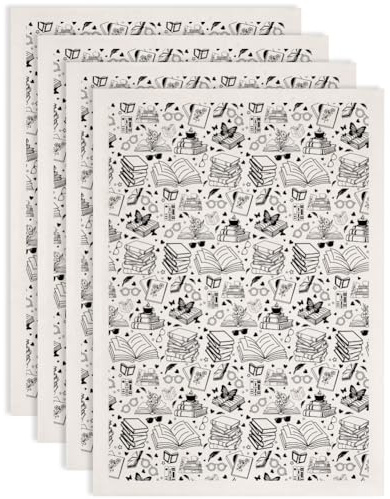 SUPERDANT 4 piezas de transferencias bajo vidriado para cerámica, adhesivos de transferencia para cerámica, calcomanías de libros, decalcomanías de cerámica, transferencias bajo vidriado negras, papel